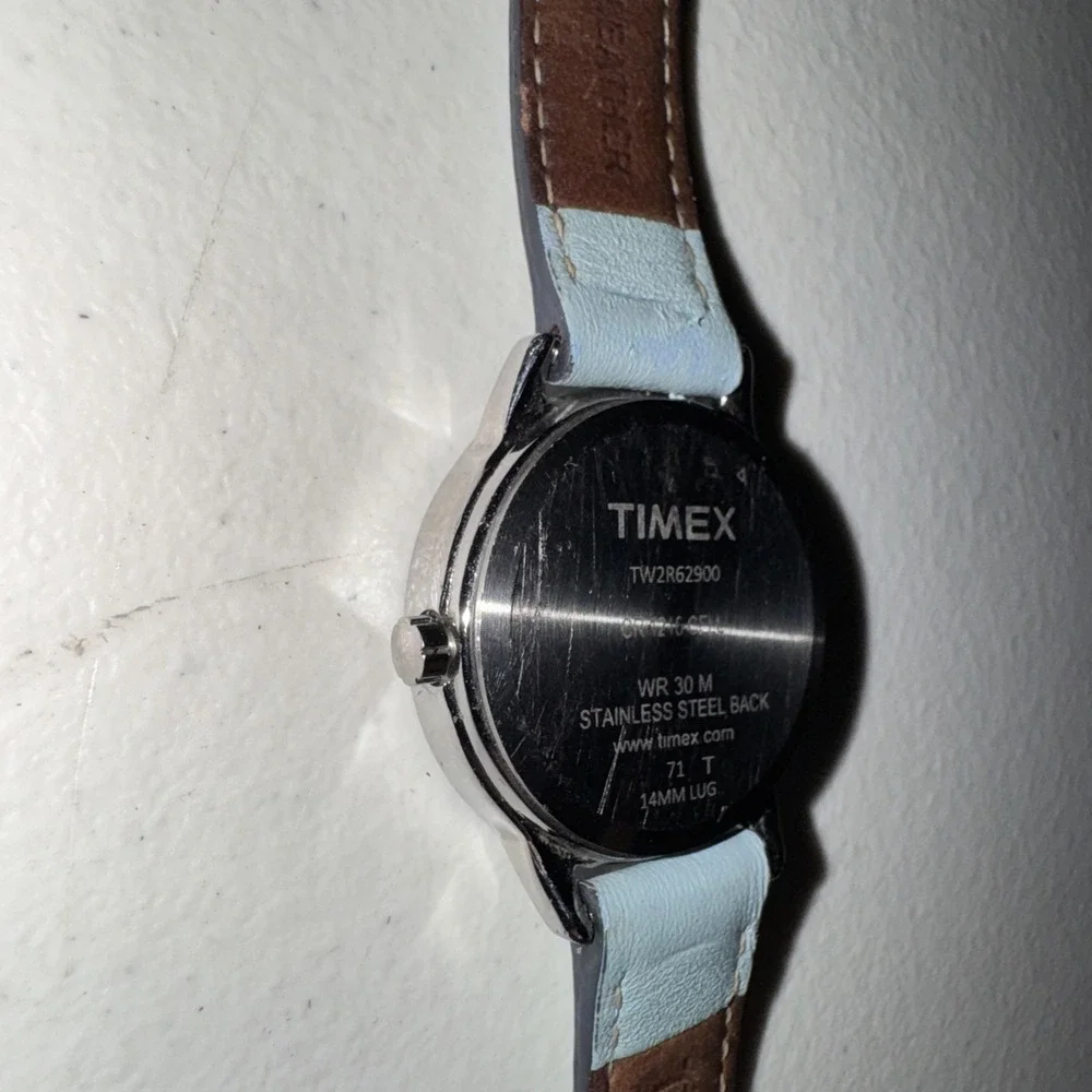 Timex Color Pop Watch Women 30mm Silver Tone Blue Easy Reader Indiglo New Batter